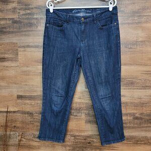 Eddie Bauer Jeans Size 10 Curvy Crop Mid Rise Dark Wash Stretch Denim